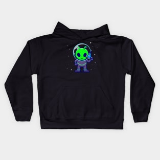 Cute Alien Holding Gun Weapon Cartoon Kids Hoodie